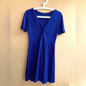 ZARA-Royal Blue/Pink Polka Dots Skater Dress